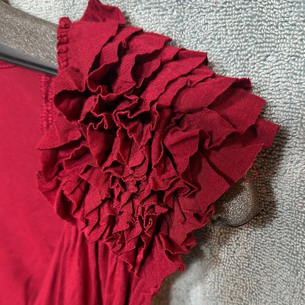 Chic Deep Red Ruffle Sleeve Blouse - Picture 6 of 6